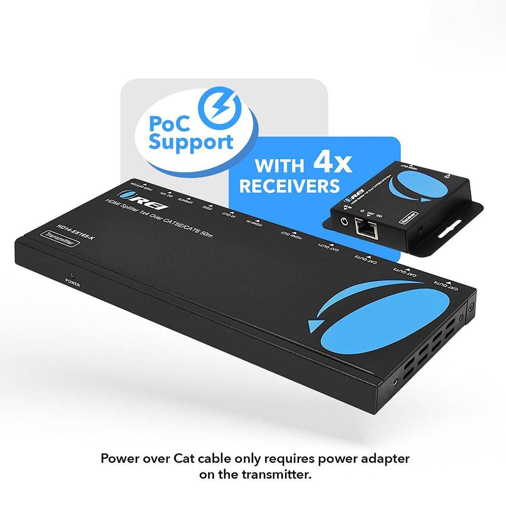 4K@30Hz 1x4 HDMI™ Extender Splitter (Loop) - 230ft (cat6)-HD14-EX165-K
