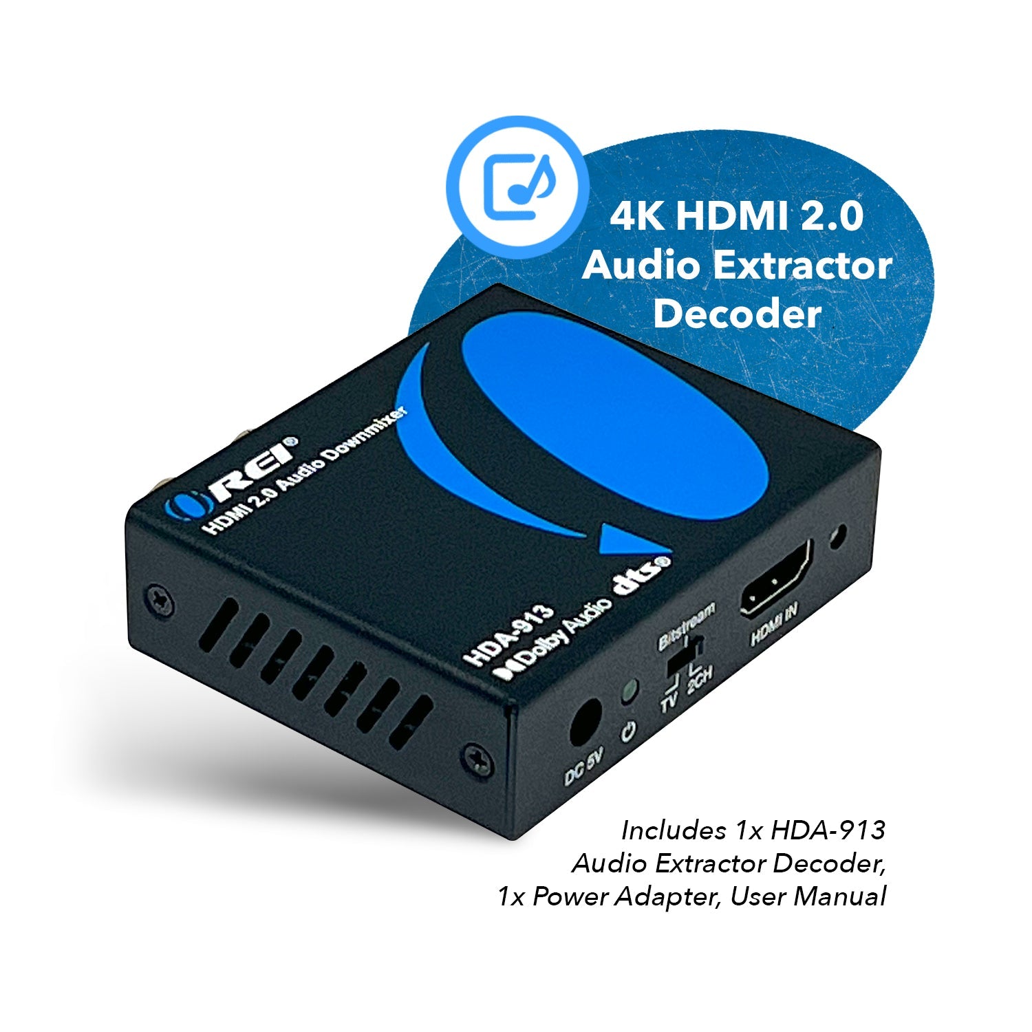 4K HDMI™ Audio Extractor & Decoder (3.5mm, Optical)-HDA-913