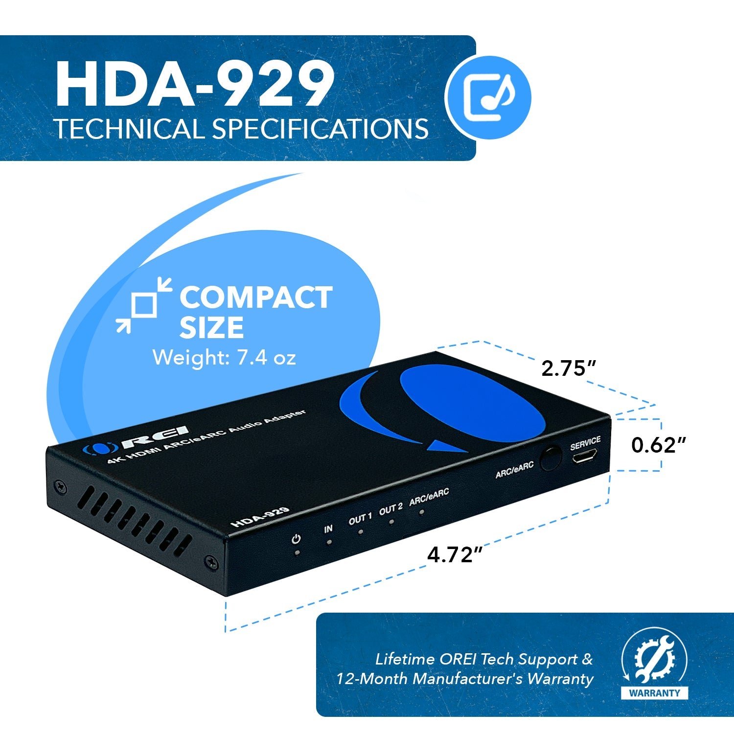 4K HDMI™ Audio Extractor (eARC Output, HDMI Audio)-HDA-929