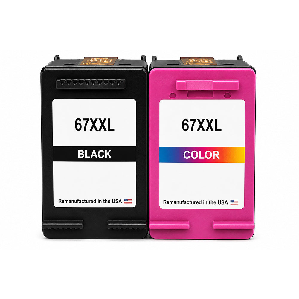 U.S. Remanufactured for HP 67XXL Extra High Yield Black / Color Combo Pack Ink Cartridges