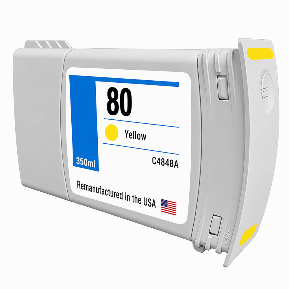 U.S. Remanufactured Ink Cartridge for HP 80 350mL (C4848A) Yellow