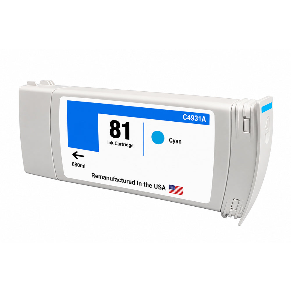 U.S. Remanufactured Ink Cartridge for HP 81 680mL Cyan