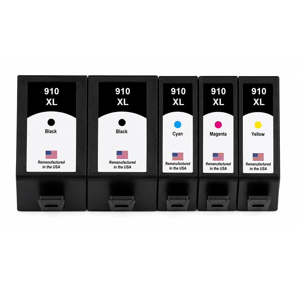 U.S. Remanufactured for HP 910XL 2 Black / 3 Color Ink Cartridges 5-pack