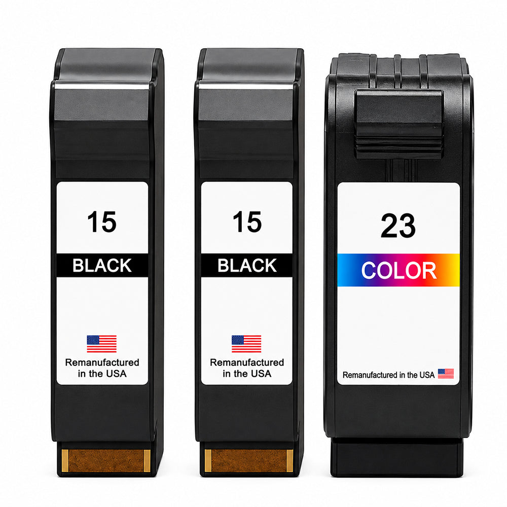 U.S. Remanufactured for HP 15 2 Black / 23 1 Color 3-Pack Ink Cartridges