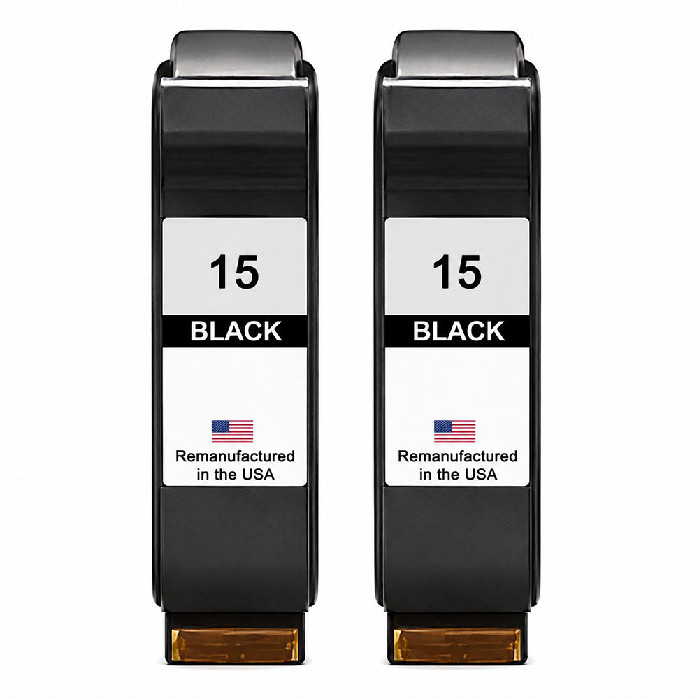 U.S. Remanufactured for HP 15 (C6615DN) Black Ink Cartridges Twin Pack