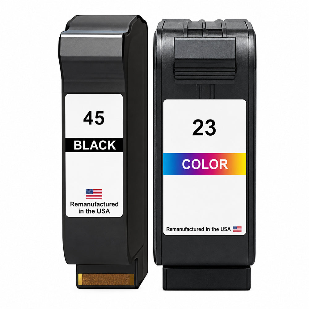 U.S. Remanufactured for HP 45 Black / 23 Color Combo Pack Ink Cartridges