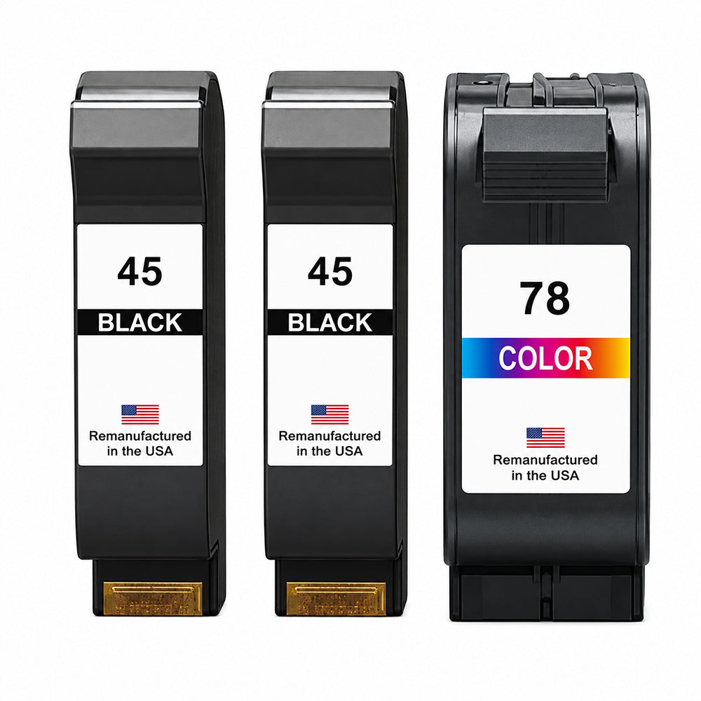 U.S. Remanufacturedfor HP 45 2 Black / 78 1 Color 3-Pack Ink Cartridges