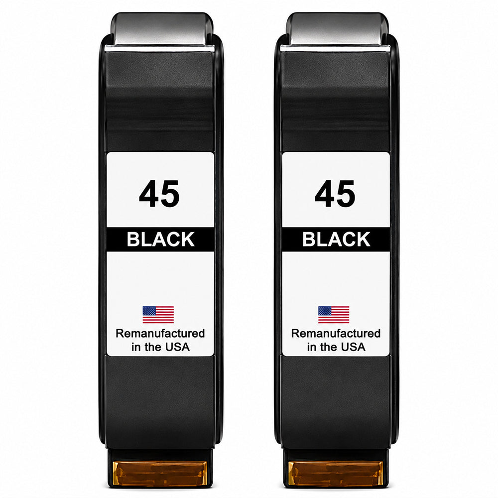 U.S. Remanufactured for HP 45 (51645A) Black Twin Pack Ink Cartridges