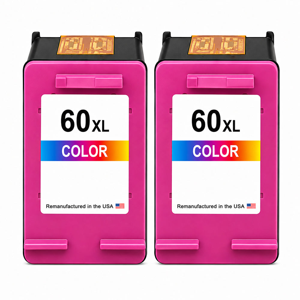 U.S. Remanufactured for HP 60XL (CC644WN) Color Ink Cartridges Twin Pack