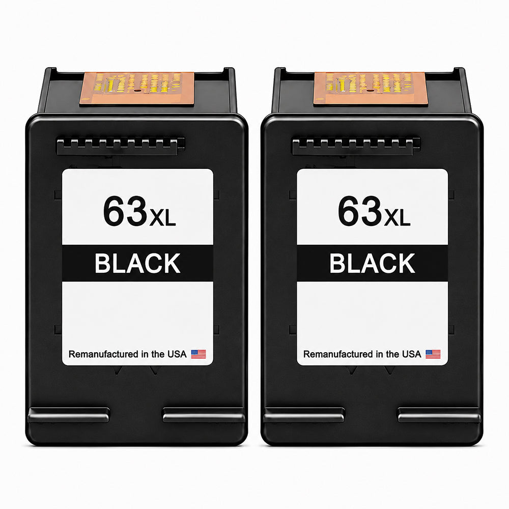 U.S. Remanufactured for HP 63XL (F6U64AN) Black Twin Pack Ink Cartridges