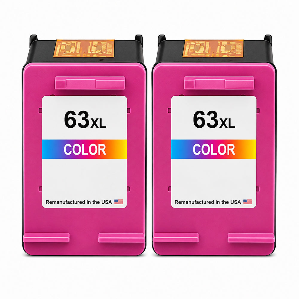 U.S. Remanufactured for HP 63XL (F6U63AN) Tri-Color Twin Pack Ink Cartridges