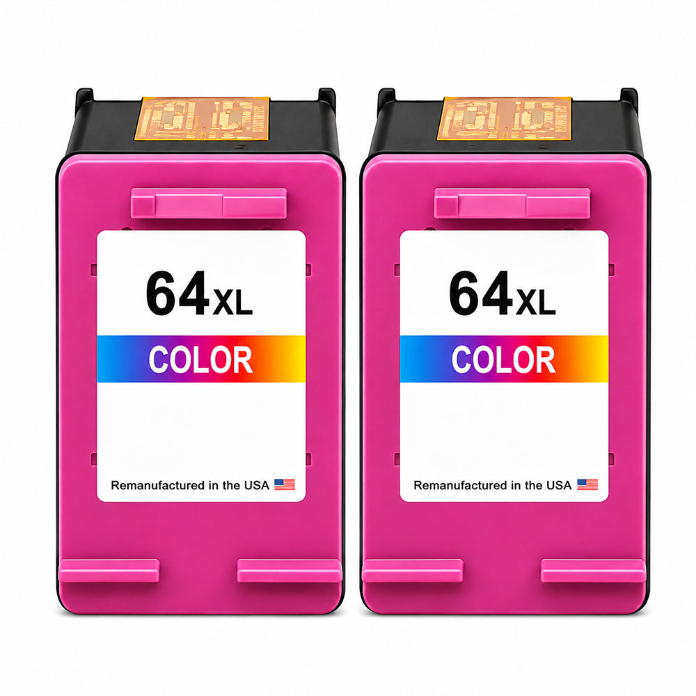 U.S. Remanufactured for HP 64XL (N9J91AN) Tri-Color Twin Pack Ink Cartridges