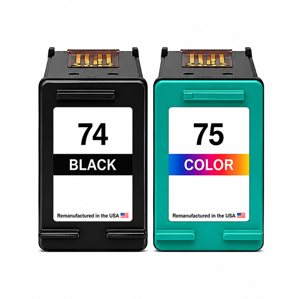 U.S. Remanufactured for HP 74 Black / 75 Color Combo Pack Ink Cartridges