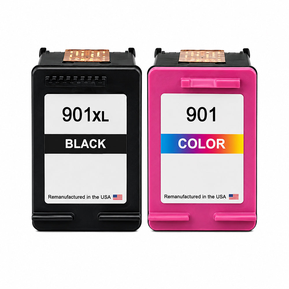 U.S. Remanufactured for HP 901XL Black / 901 Tri-Color Combo Pack Ink Cartridges