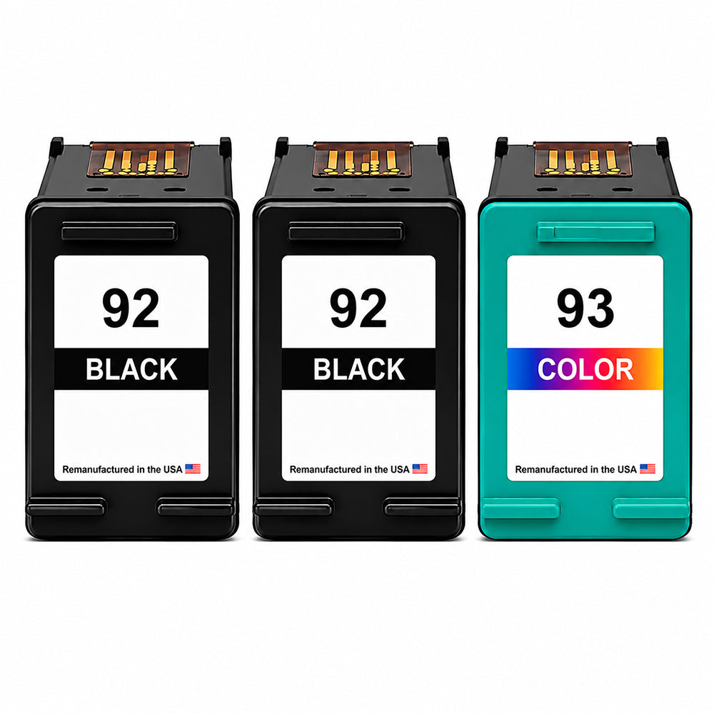 U.S. Remanufactured for HP 92 2 Black / 93 1 Color Ink Cartridges 3-Pack