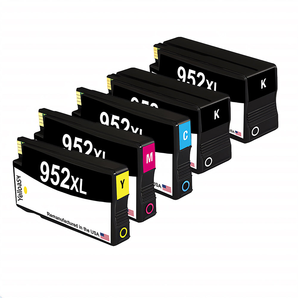 U.S. Remanufactured for HP 952XL 2 Black / 3 Color 5-pack Ink Cartridges
