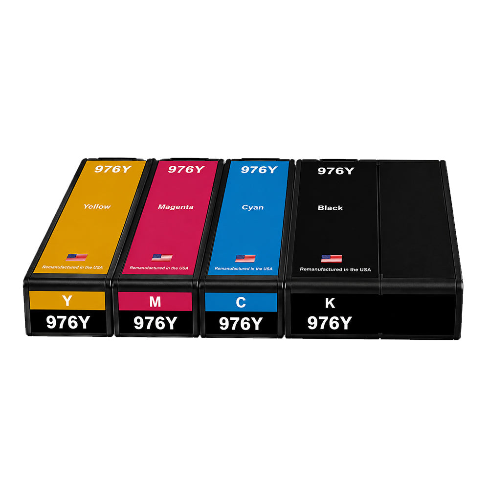 U.S. Remanufactured for HP 976Y 1 Black / 3 Color Ink Cartridges 4-pack