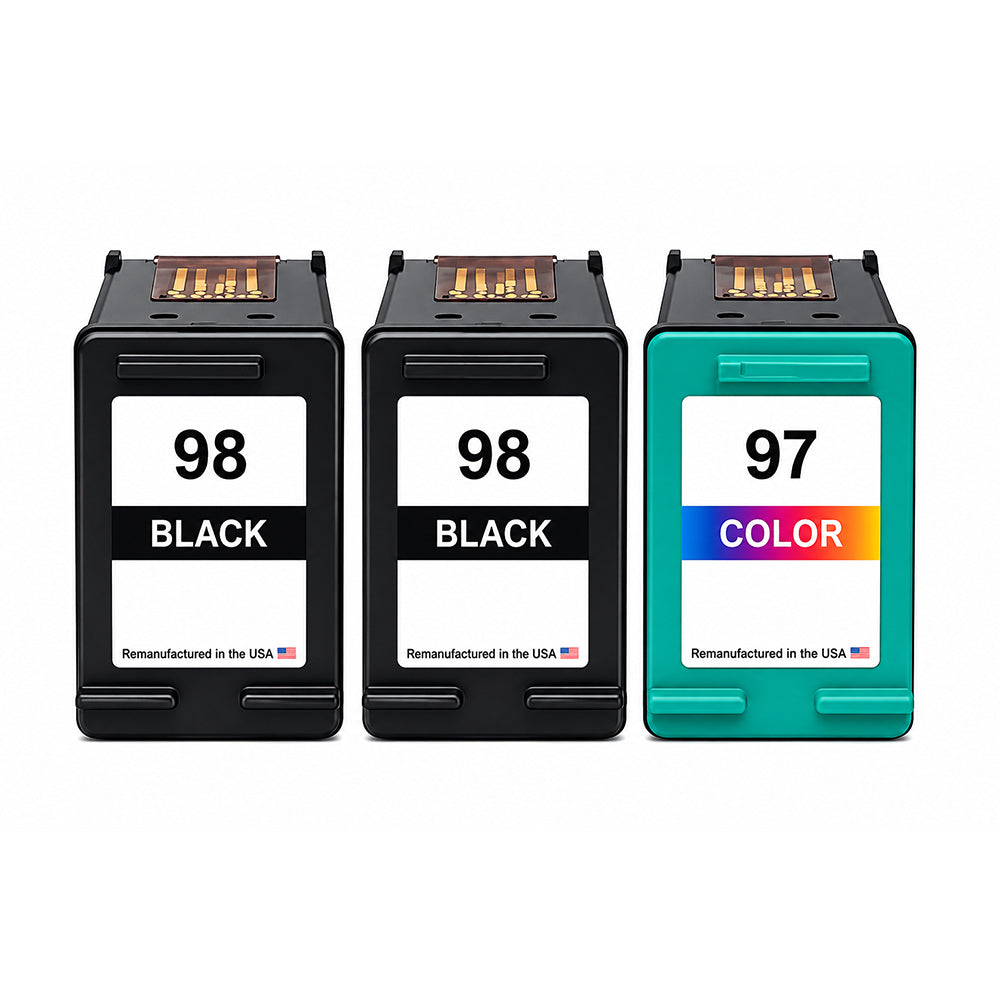 U.S. Remanufactured for HP 98 2 Black / 95 1 Tri-Color 3-Pack Ink Cartridge