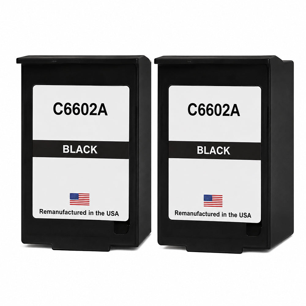 U.S. Remanufactured for HP C6602A Black Ink Cartridge Twin Pack