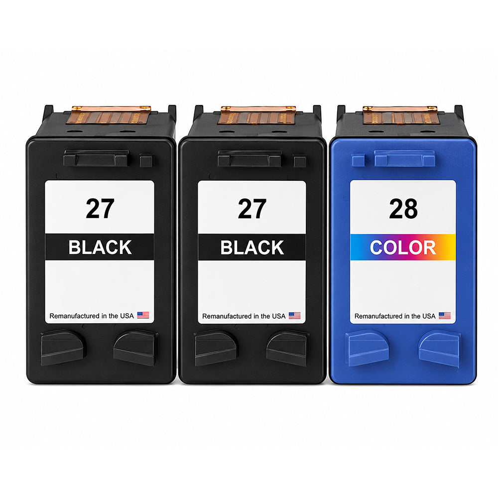U.S. Remanufactured for HP 27 2 Black / 28 1 Color Ink Cartridge 3-Pack