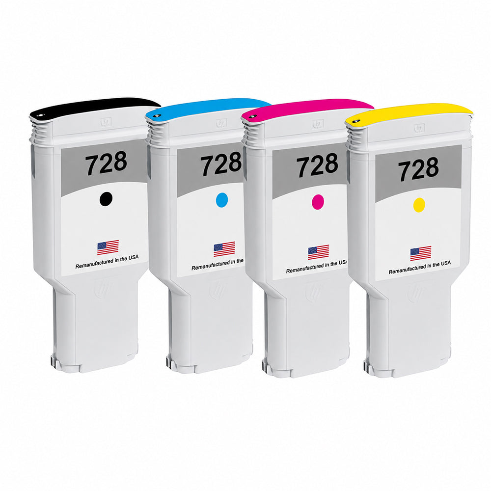 U.S. Remanufactured for HP 728XL 300mL 4-Pack Ink Cartridges