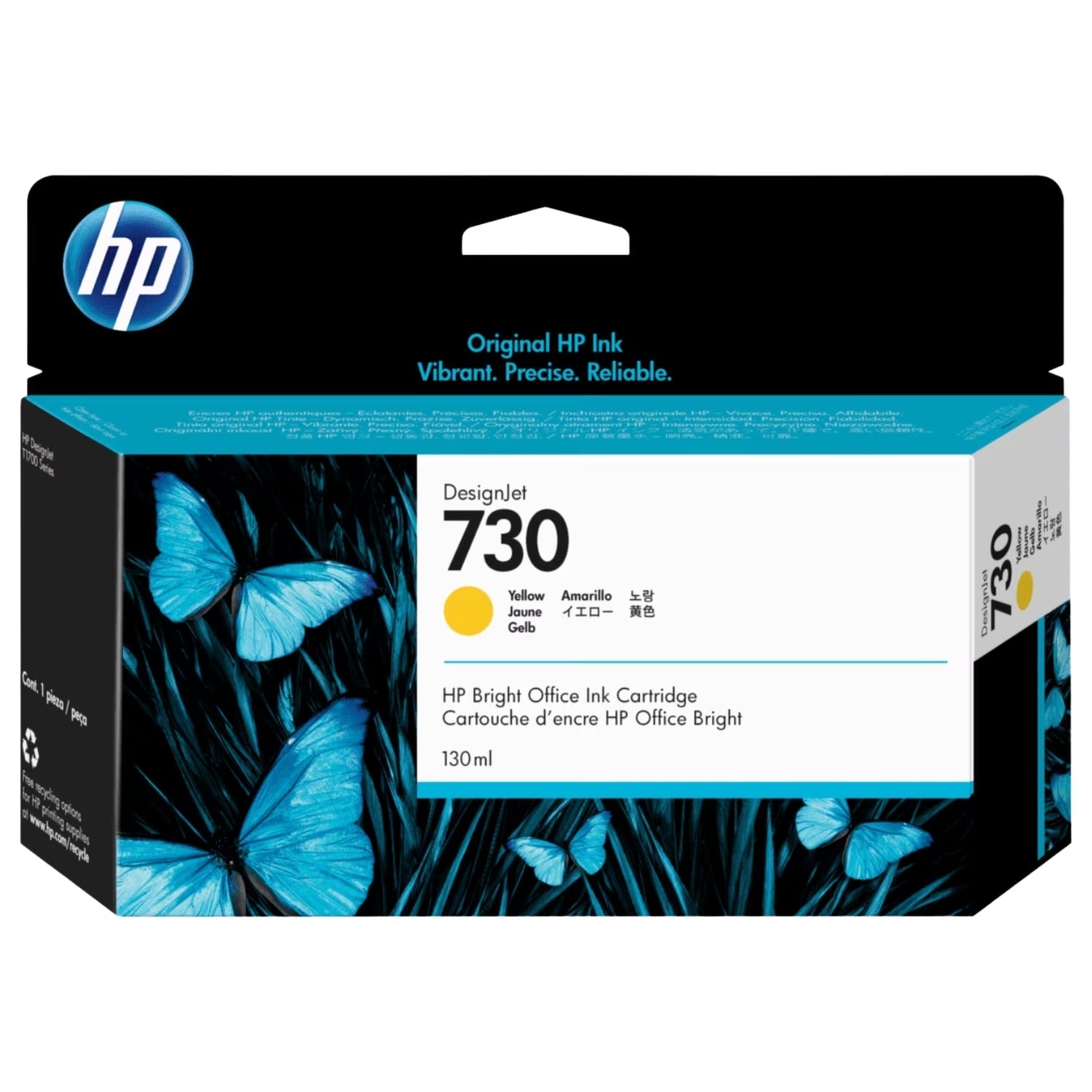 New, Pre-Owned - HP 730 130-ml (P2V64A) Yellow Ink Cartridge
