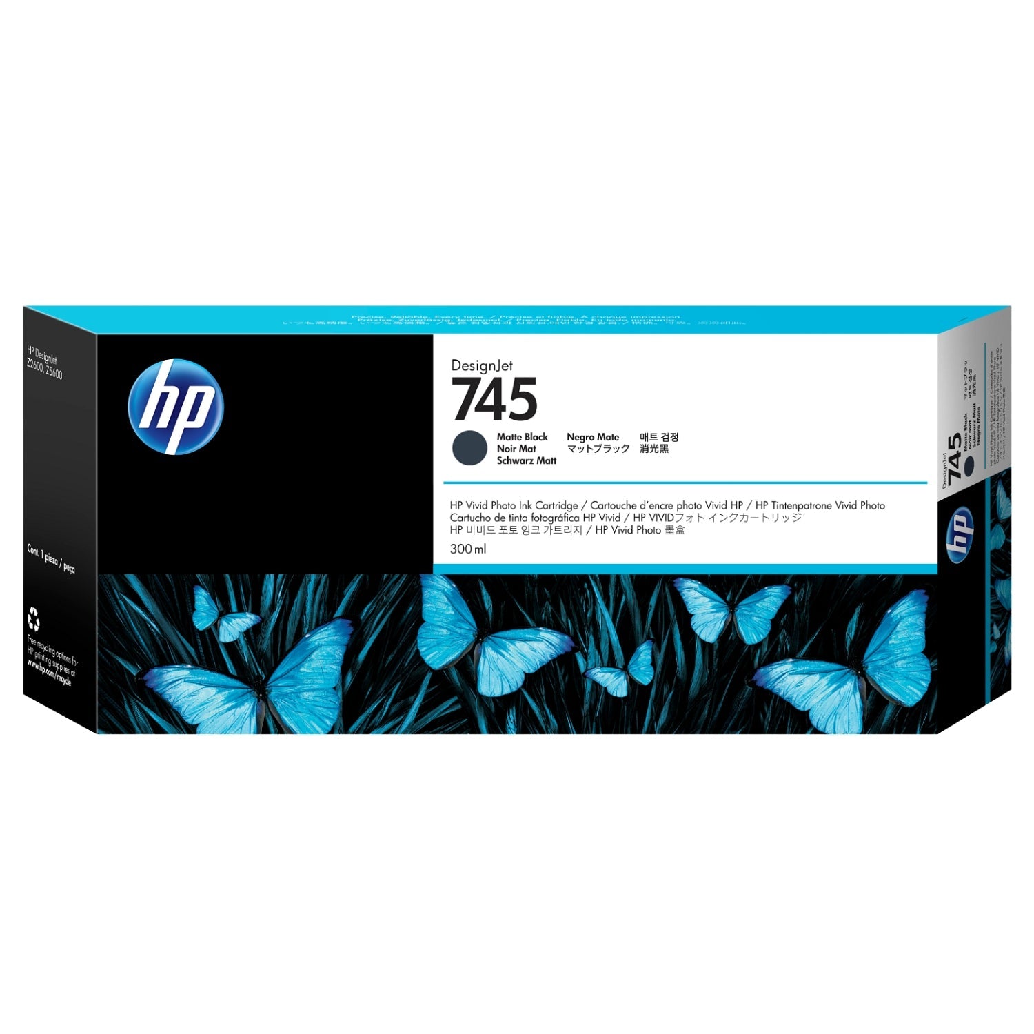 New, Pre-Owned - HP 745 300-ml DesignJet (F9K05A) Matte Black Ink Cartridge