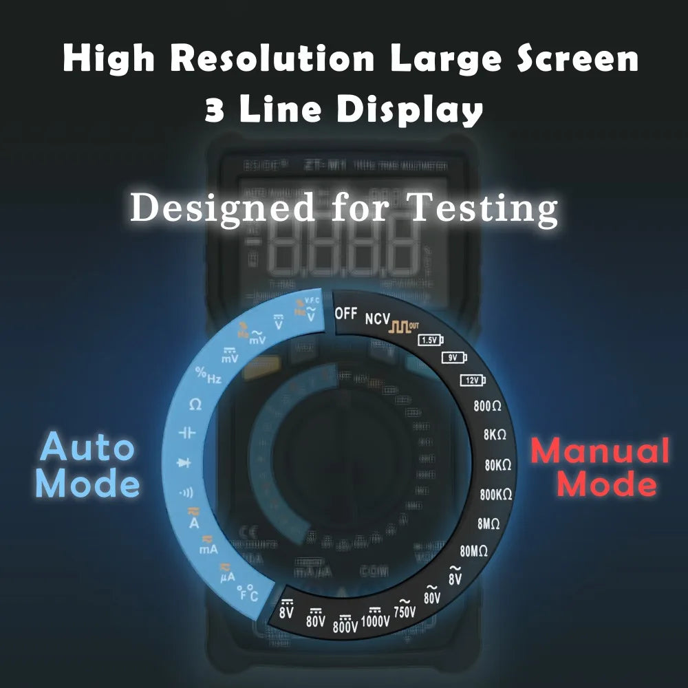 BSIDE ZT-M1 Multimeter with Auto/Manual Mode & Triple Display