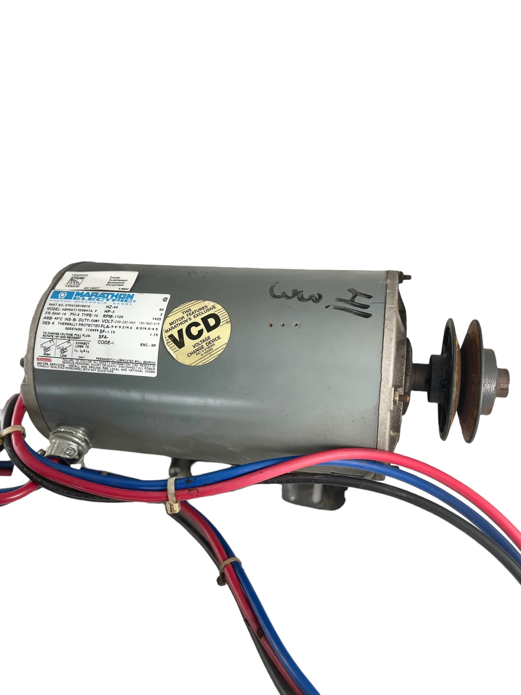 HVAC Trane 3 HP Motor Model X70410570010 208-230/460 3 PH 1725RPM