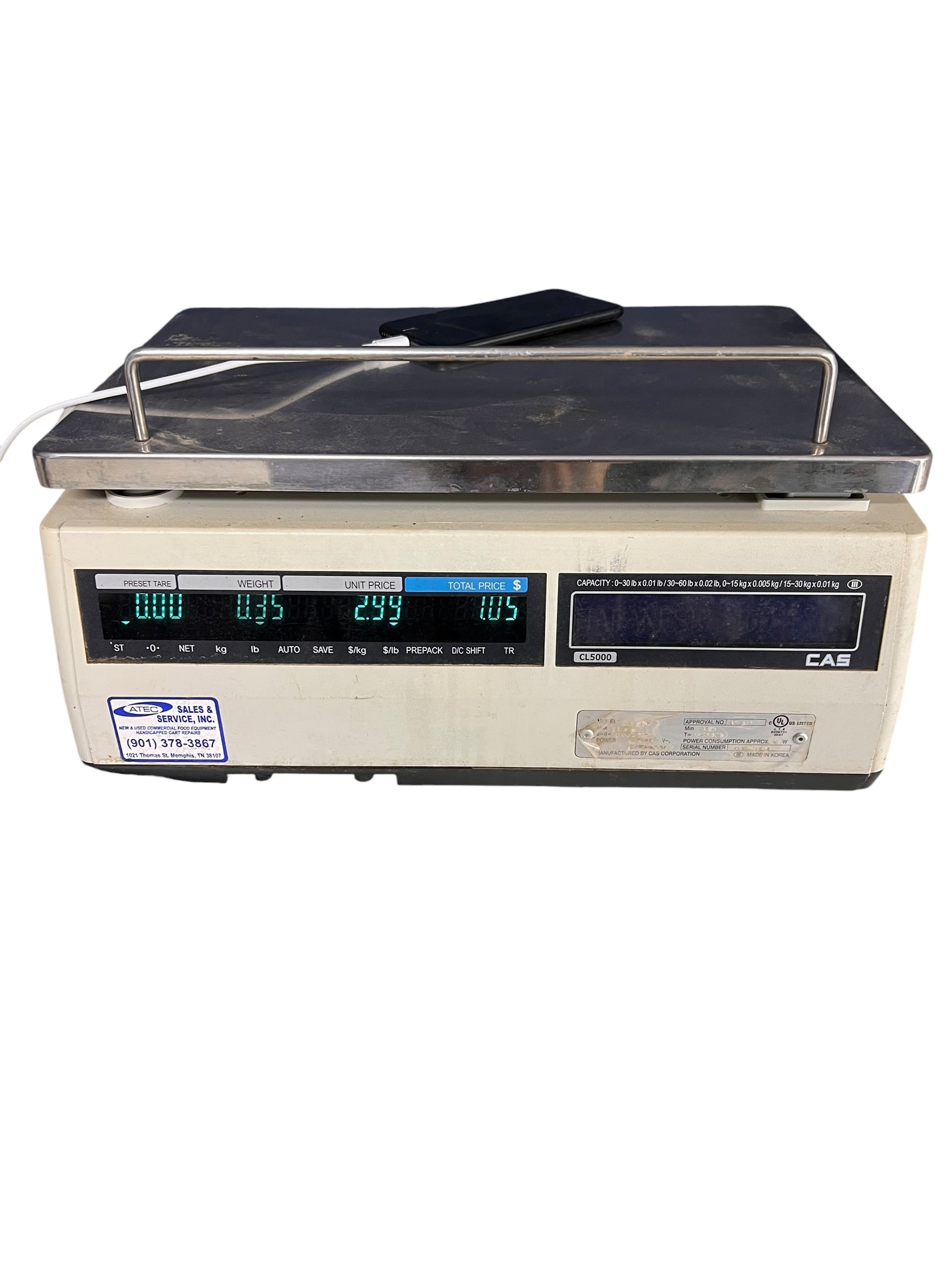 CAS CL5000-B Commercial Price Computing Label Printing Scale | CL5000B Bench Scale (USED)