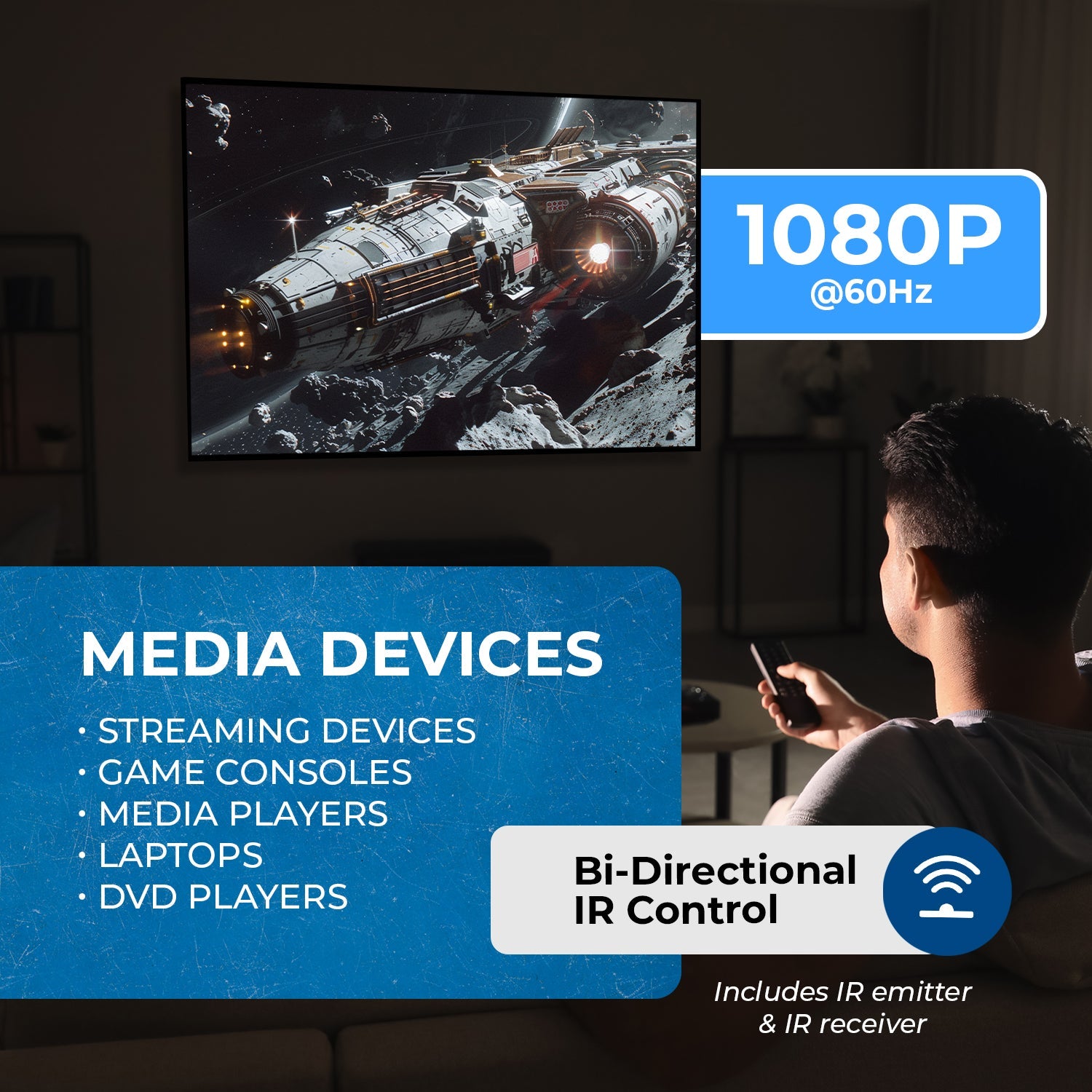 1080p  HDMI™ Extender (Loop, Bi-IR) - 165ft (cat6)-EX-165C