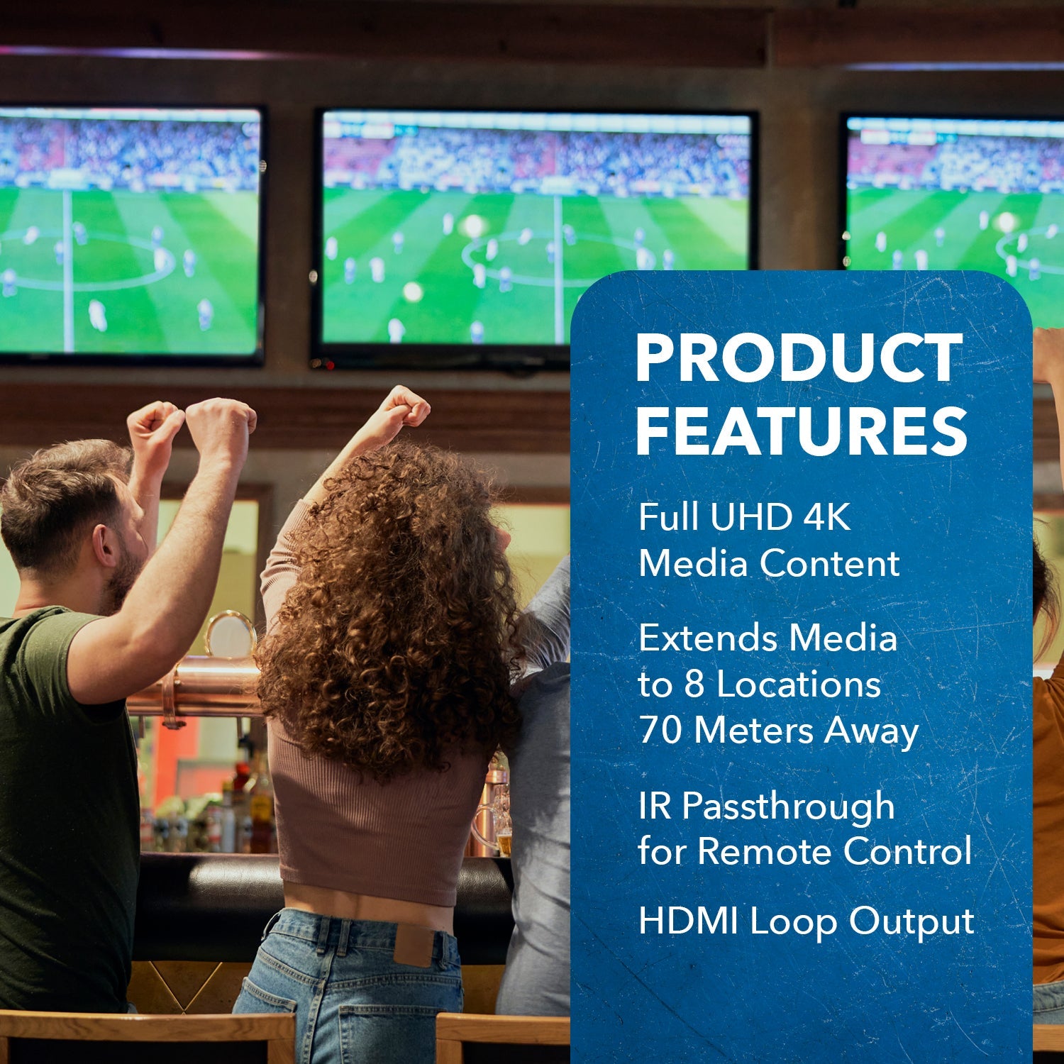 4K@60hz 1x8 HDMI™ Extender Splitter (Loop) - 230ft (cat6)-UHD18-IPC230-K