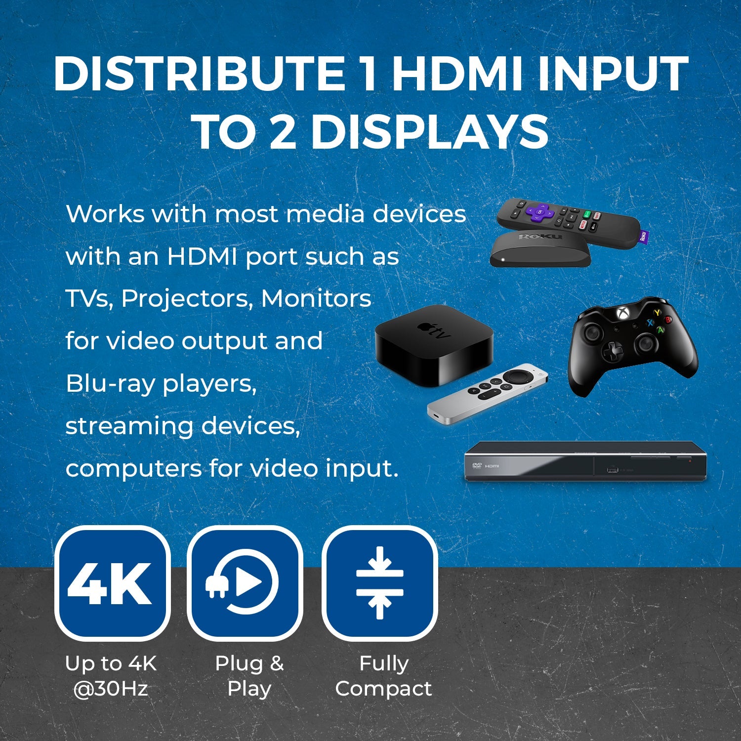 4K@30Hz 1x2 HDMI™ Splitter-HD-102