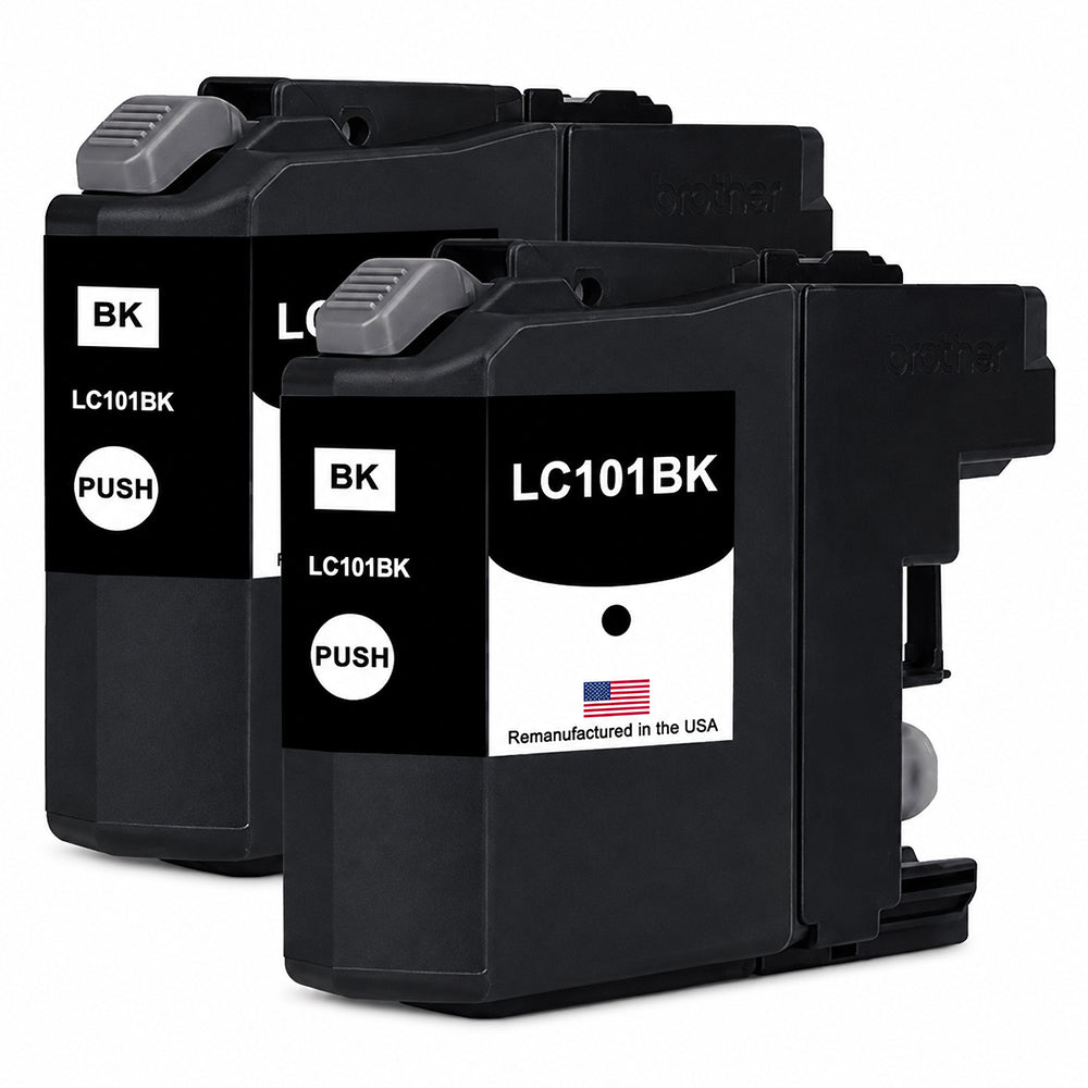 U.S. Remanufactured for Brother LC101BK Black Twin Pack Ink Cartridge