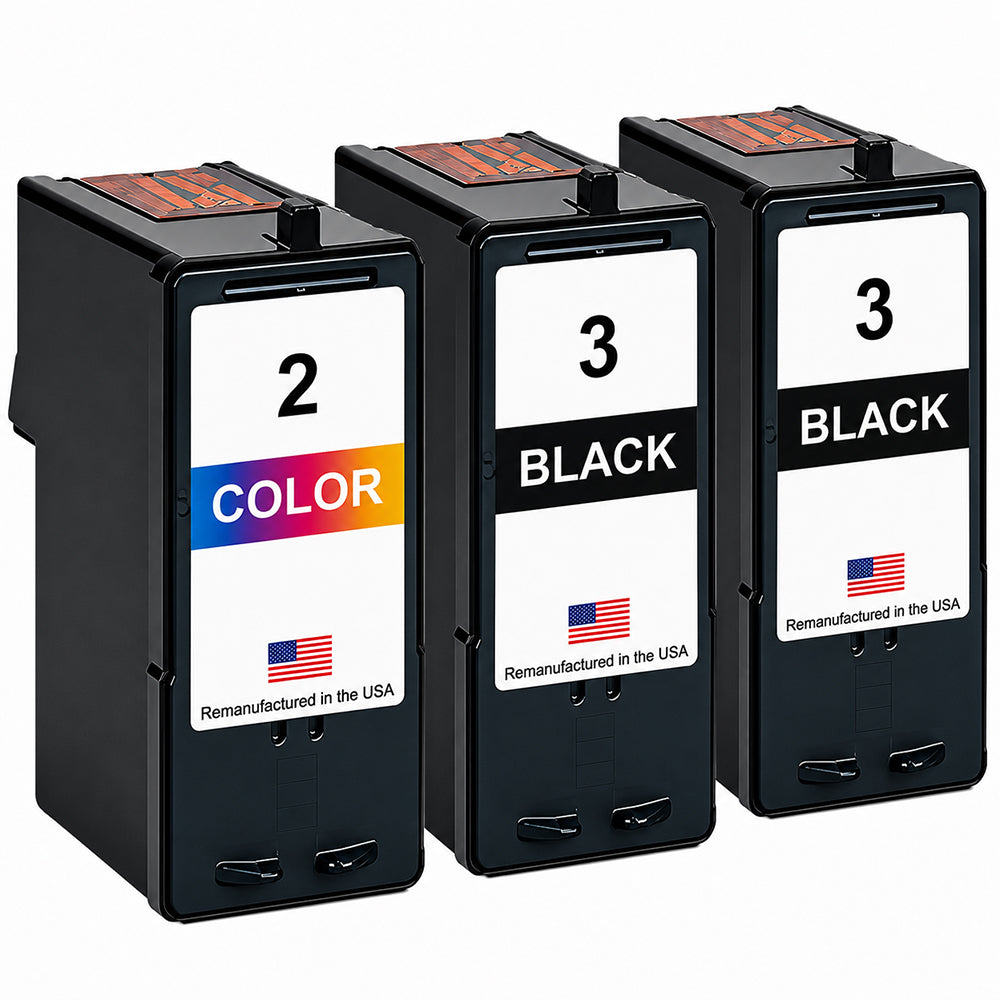 U.S. Remanufactured for Lexmark #3 2 Black / #2 1 Color Ink Cartridge 3-Pack