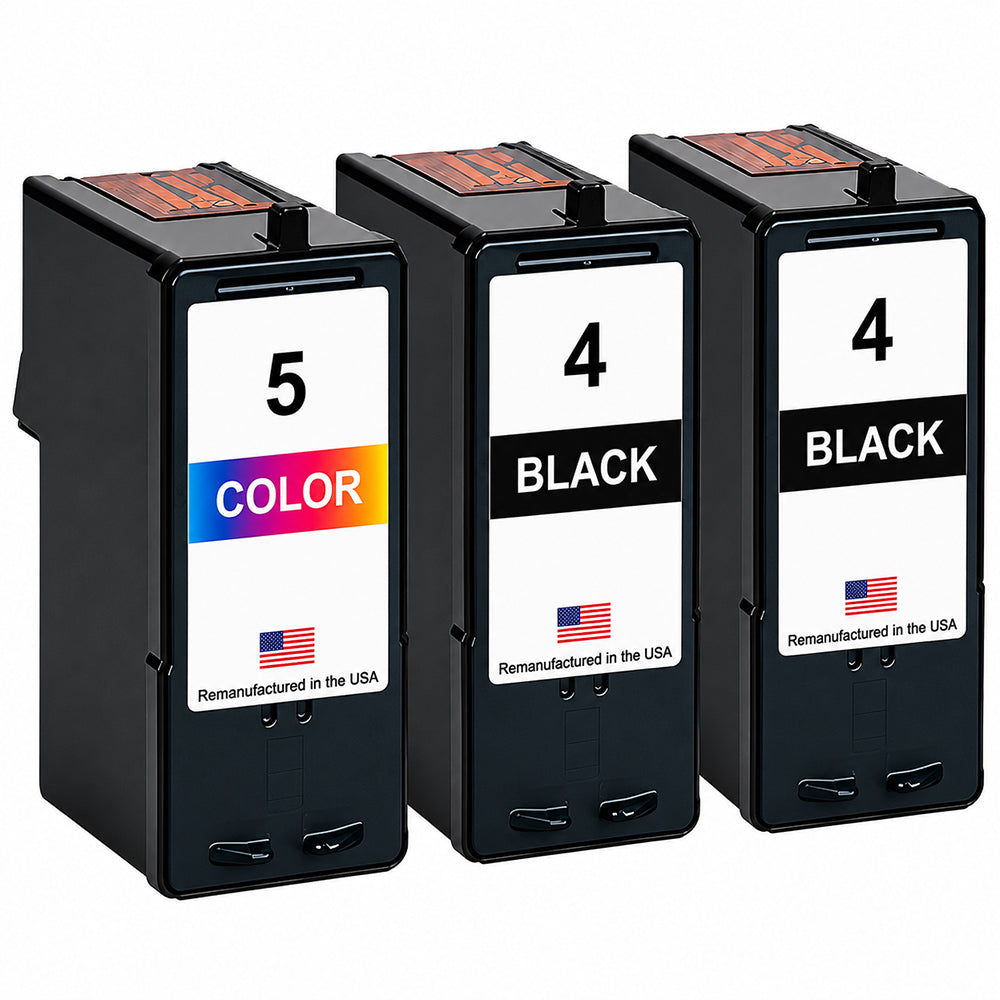 U.S. Remanufactured for Lexmark #4 2 Black / #5 1 Color Ink Cartridges 3-Pack