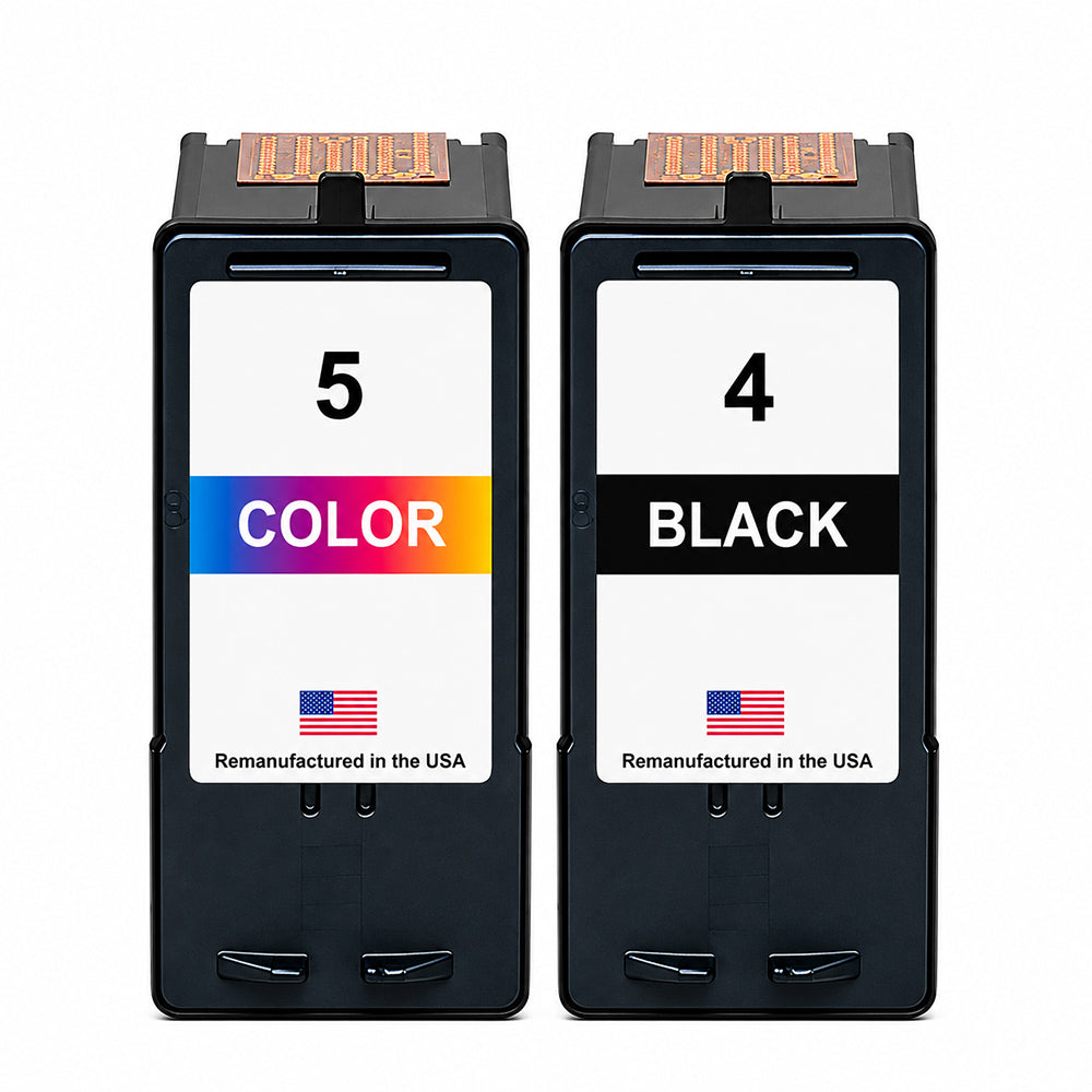 U.S. Remanufactured for Lexmark #4 Black / #5 Color Ink Cartridges Combo Pack