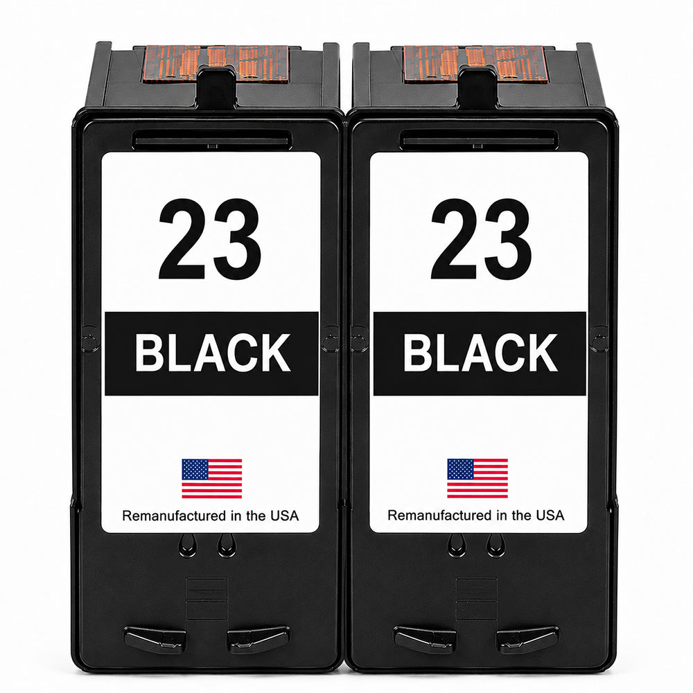 U.S. Remanufactured for Lexmark #23 18C1523 Black Ink Cartridge Twin Pack