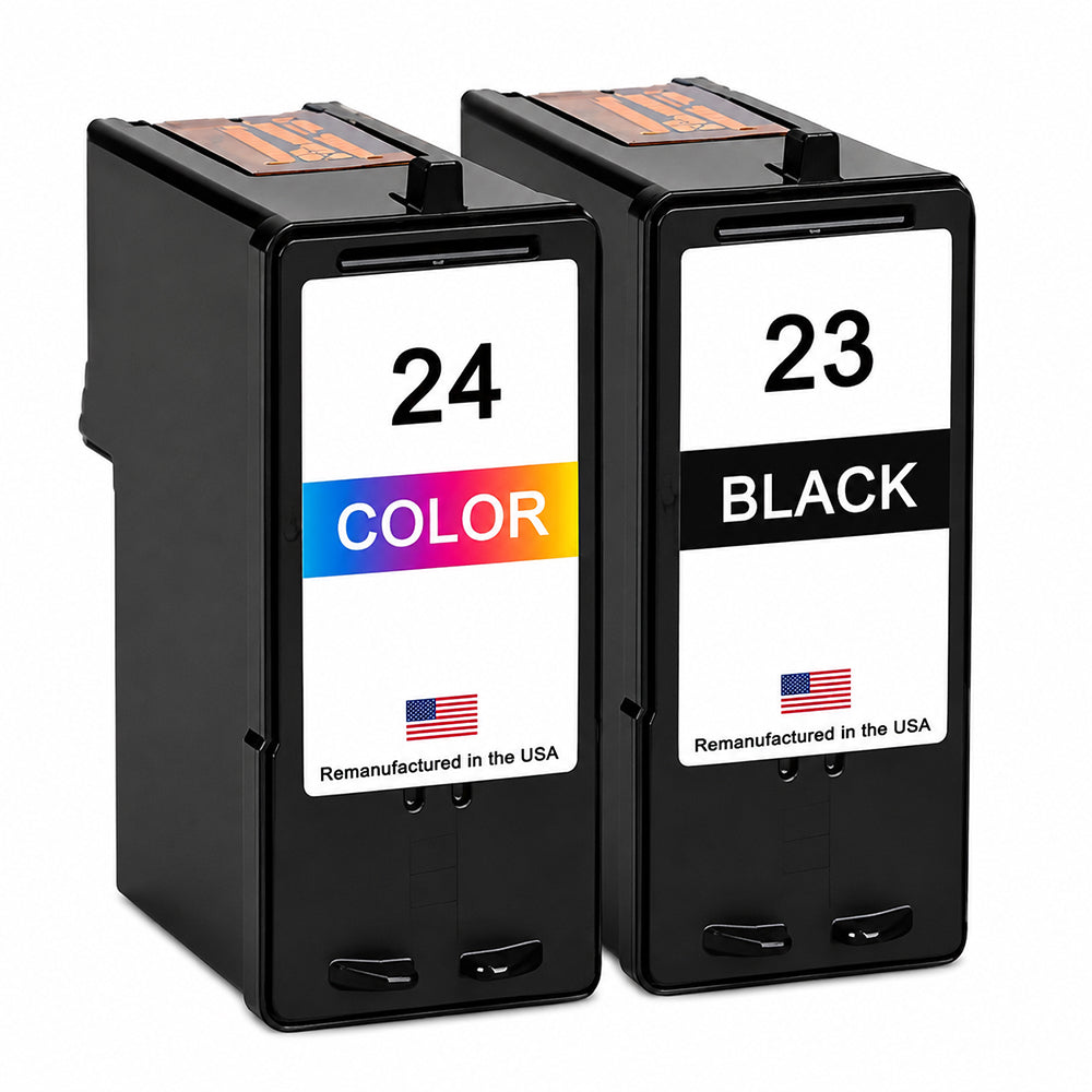 U.S. Remanufactured for Lexmark #23 Black / #24 Color Ink Cartridges Combo Pack