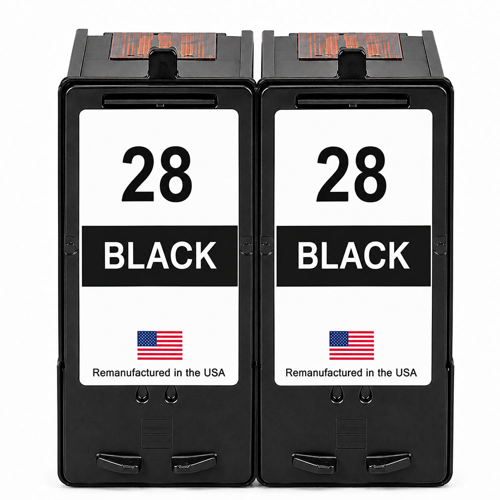 U.S. Remanufactured for Lexmark #28 18C1428 Black Ink Cartridge Twin Pack