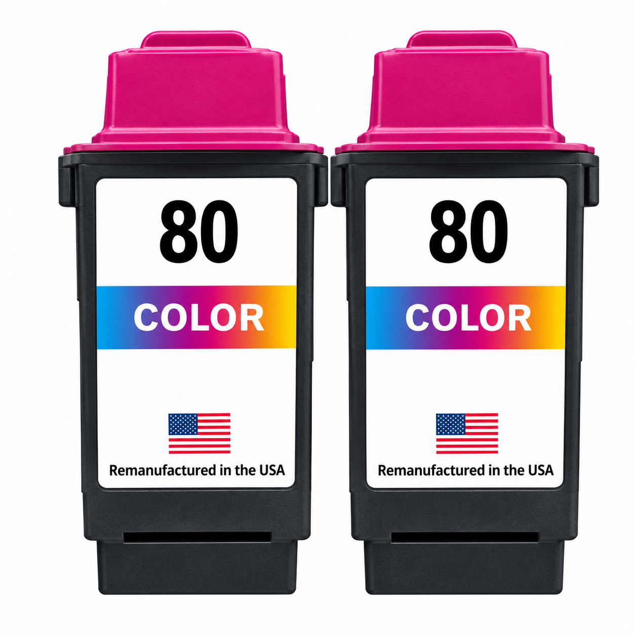 U.S. Remanufactured for Lexmark #80 12A1980 Color Ink Cartridge Twin Pack