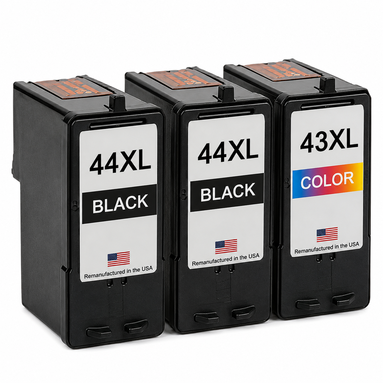 U.S. Remanufactured for Lexmark #44XL 2 Black / #43XL 1 Color Ink Cartridges 3-Pack