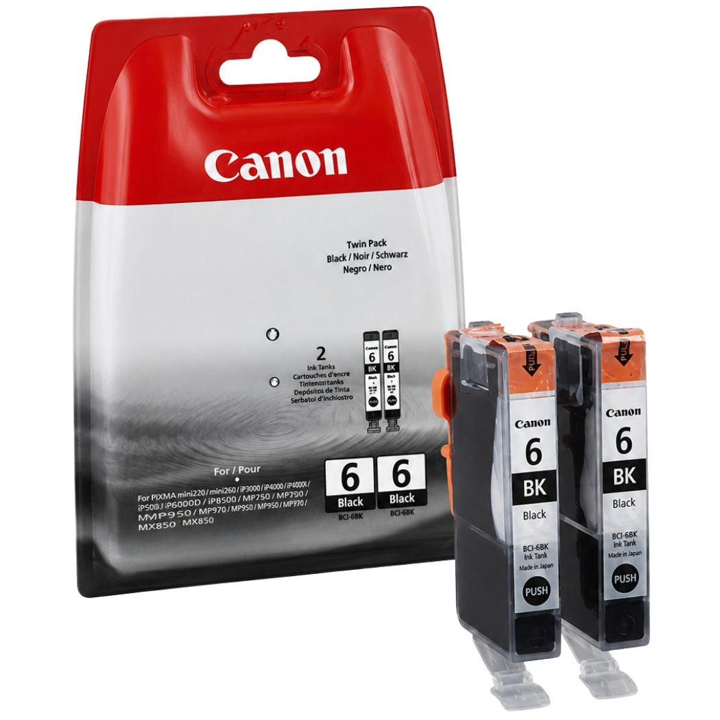 New, Pre-Owned - Canon BCI 6 Black Ink Cartridges-2 pack
