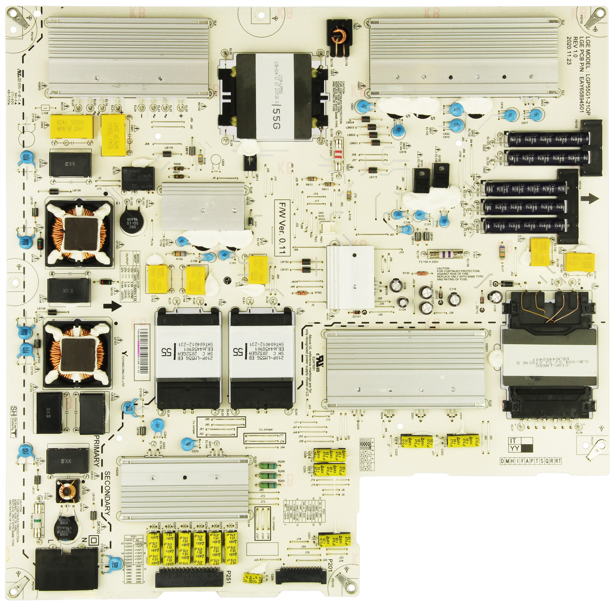 EAY65894501 LG Power Supply, LGP55G1-210HP, EPCA40CB1A, 3PCR02876A, OLED55G1PUA, OLED55G1RUA
