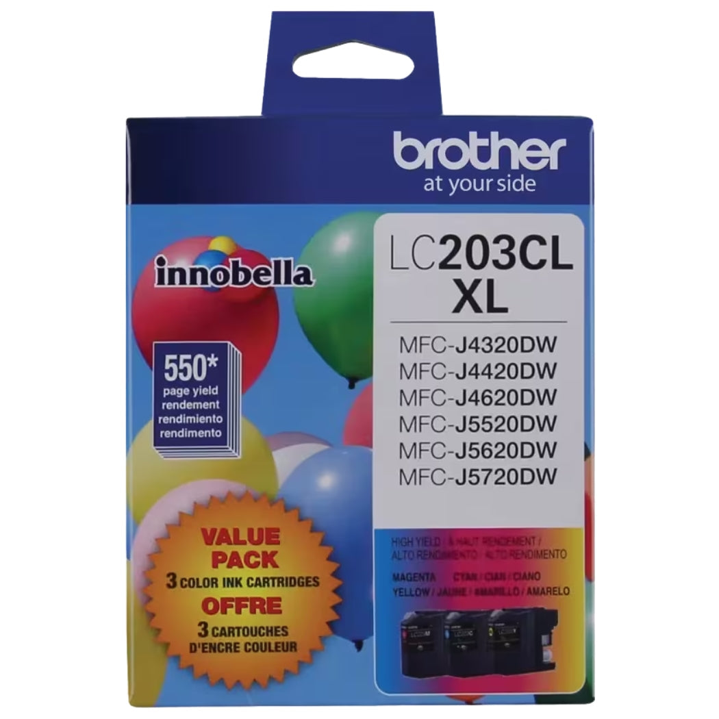 New, Pre-Owned - Brother LC203 High Yield Tri-Colour Ink Cartridge-3-Pack