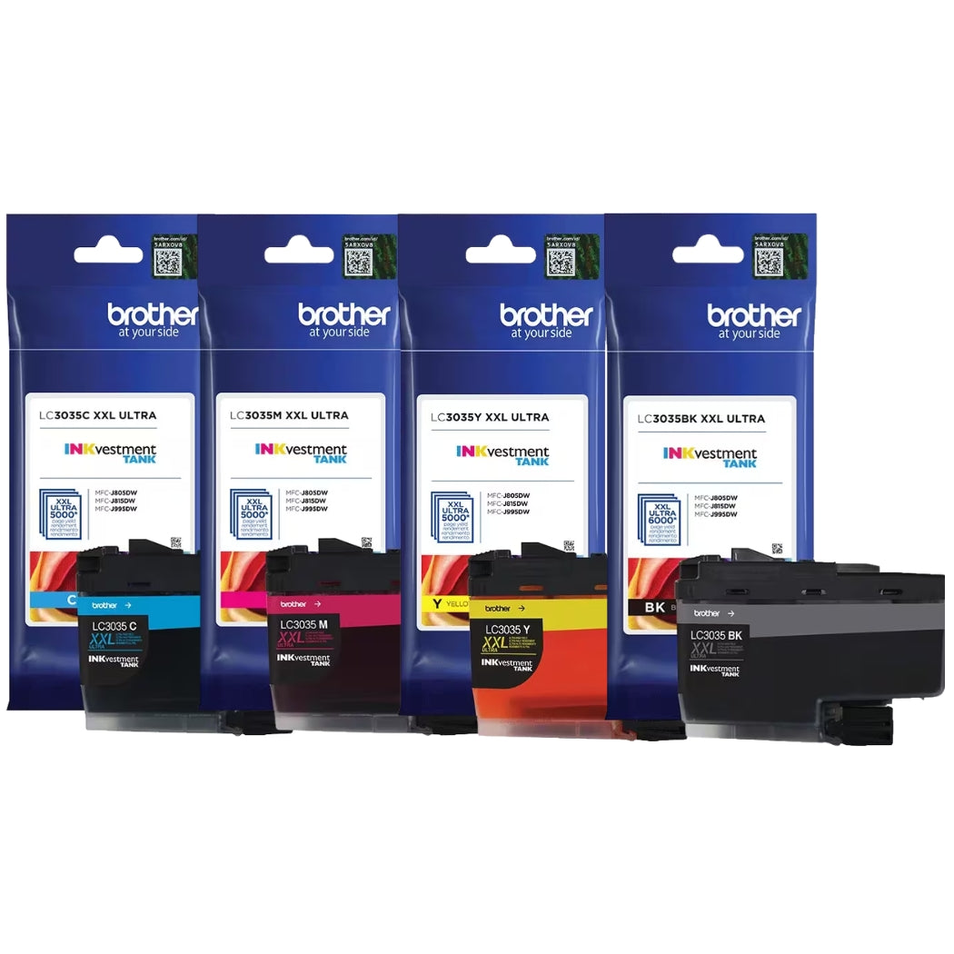 New, Pre-Owned - Brother LC3035XXL High Yield Tri-Color Ink Cartridge-Pack-4