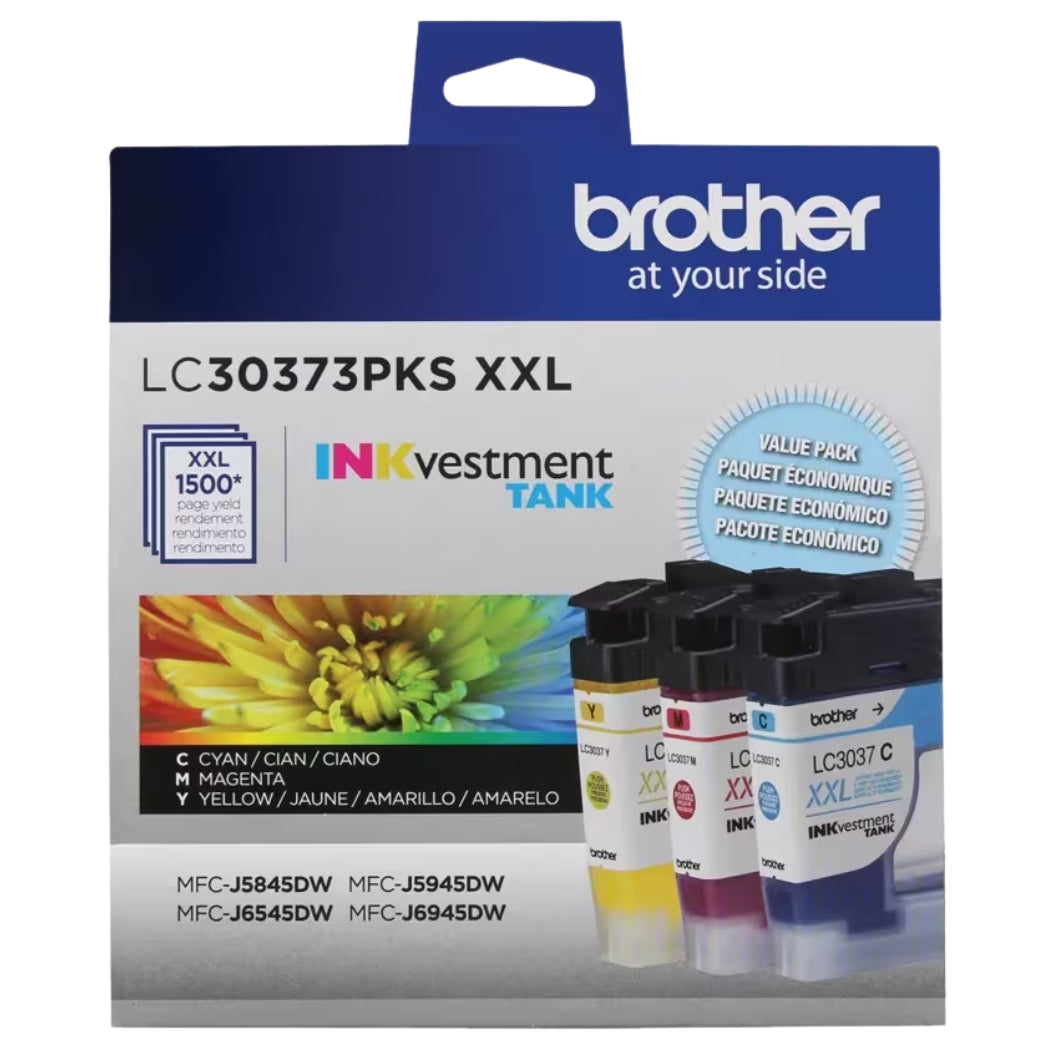 New, Pre-Owned - Brother LC3037 Extra High Yield Multi-Color (3-Pack) Ink Cartridge, LC30373PKS