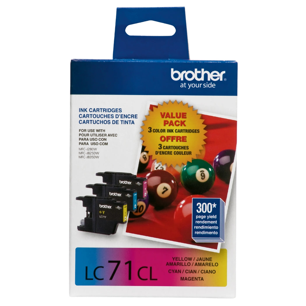 New, Pre-Owned - Brother LC71 Cyan, Magenta and Yellow Ink Cartridges ( 3 Pack )