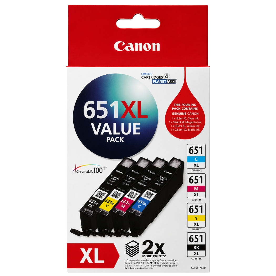 New, Pre-Owned - Canon CLI-651XL Black & Color Ink Cartridges- 4 Pack