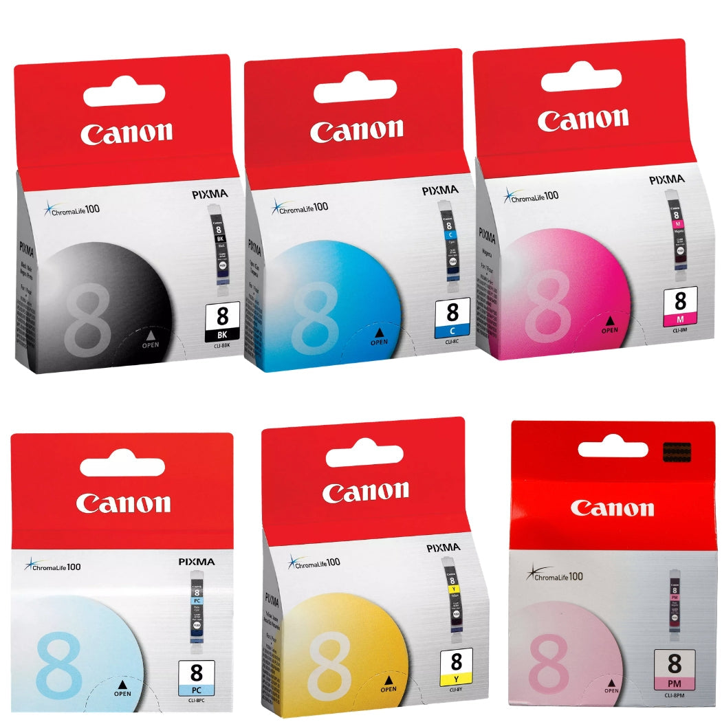 New, Pre-Owned - Canon CLI-8 Standard Yield 6 Pack Ink Tanks